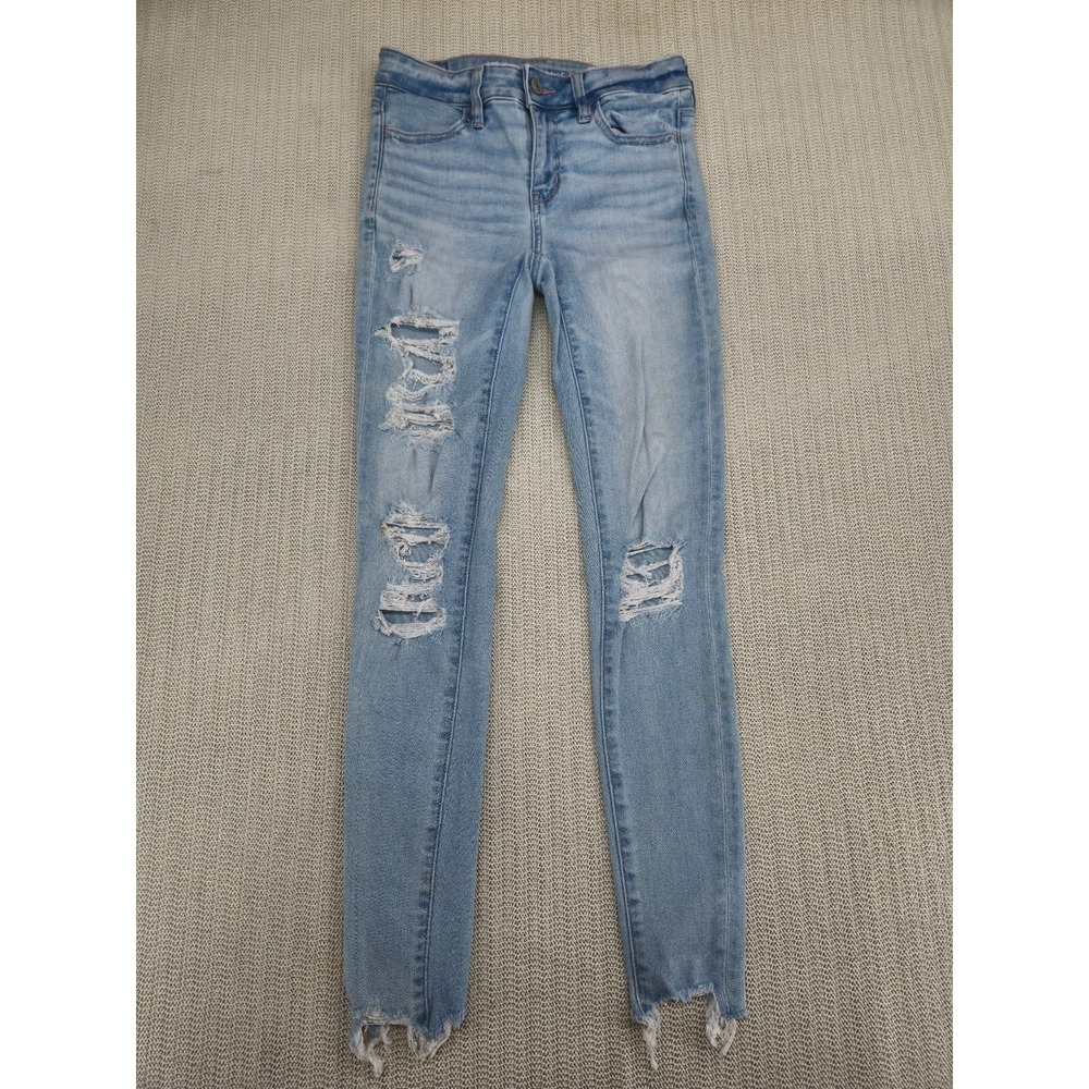 American Eagle Jegging Jeans Womens 0 26x27 Blue Denim Stretch Low Rise